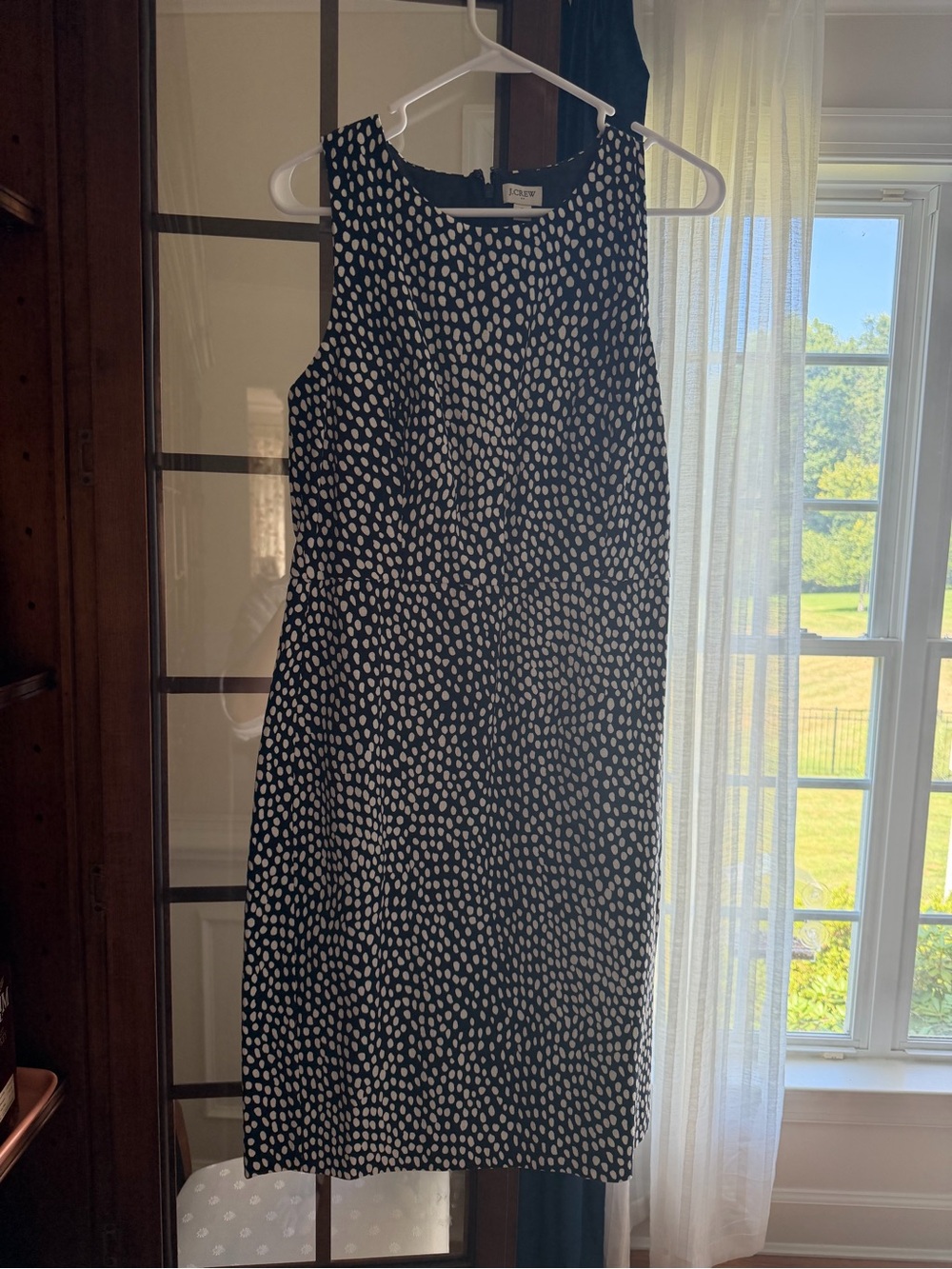 J Crew Black and White Dot Sleeveless Sheath Dress
